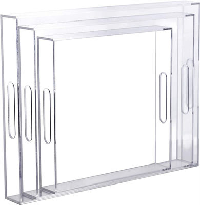 16x12x2inch 5mm PMMA কাস্টম Plexiglass হ্যান্ডলগুলি দিয়ে পরিষ্কার এক্রাইলিক ট্রে